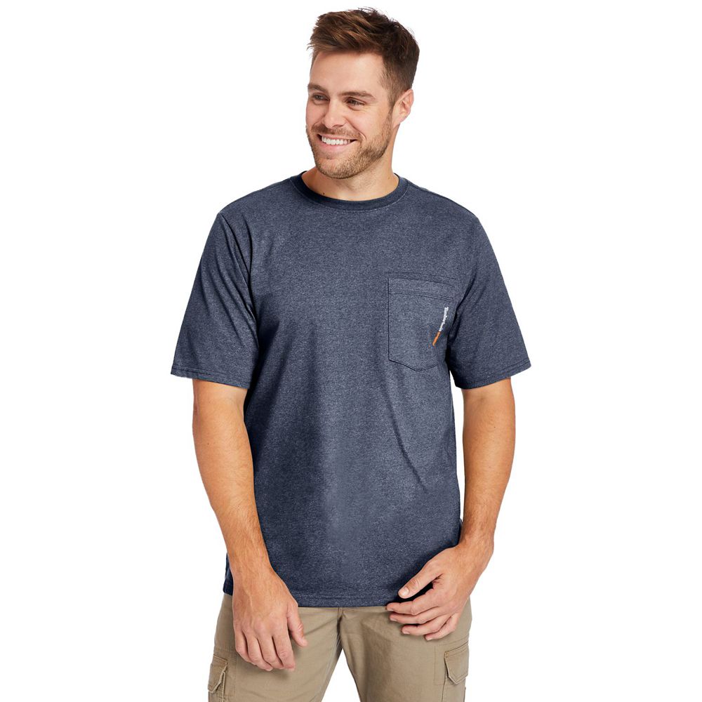 Timberland Mens T-Shirts PRO® Big & Tall Base Plate Short-Sleeve - Navy - India QT3782094